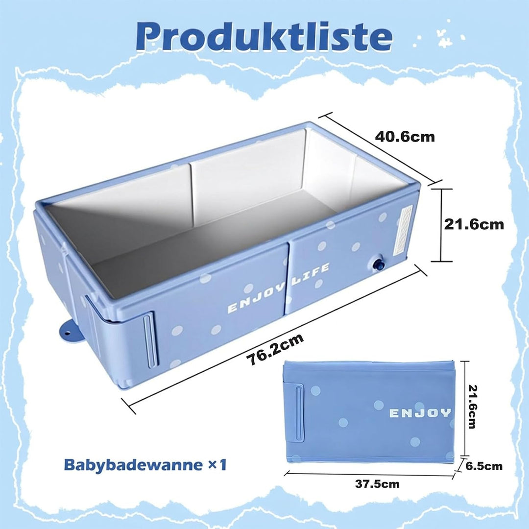 Tragbare Badewanne für Kinder - Blau Faltbare Kinderbadewanne, Keine Montage erforderlich, Tragbares