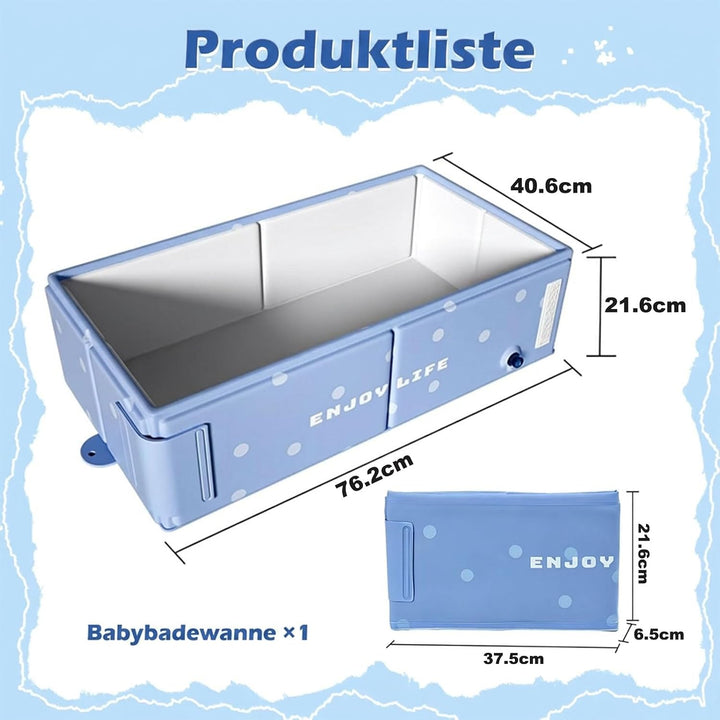 Tragbare Badewanne für Kinder - Blau Faltbare Kinderbadewanne, Keine Montage erforderlich, Tragbares
