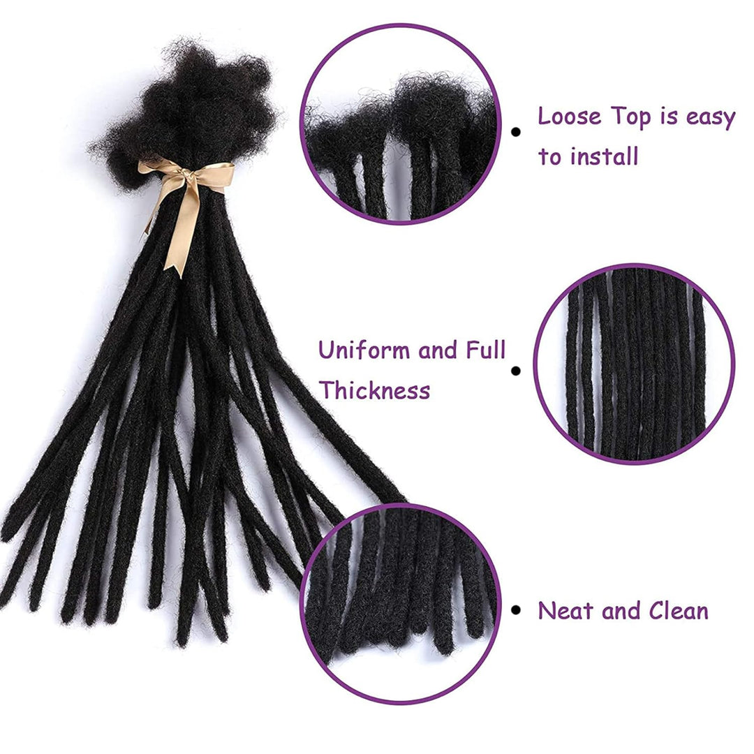 TAOYEMY Dresdlock Extension 8 inch 100% Human Hair Afro Kinky 30 Strands Dreadlock Extensions for Ma