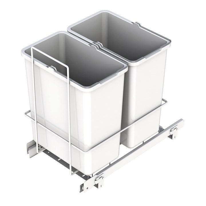 LM 62/2 Einbau Mülleimer ausziehbar mit 2x10L Abfalleimer Korbauszug Weiss 25,8x41,4x39,5 cm - Duo M