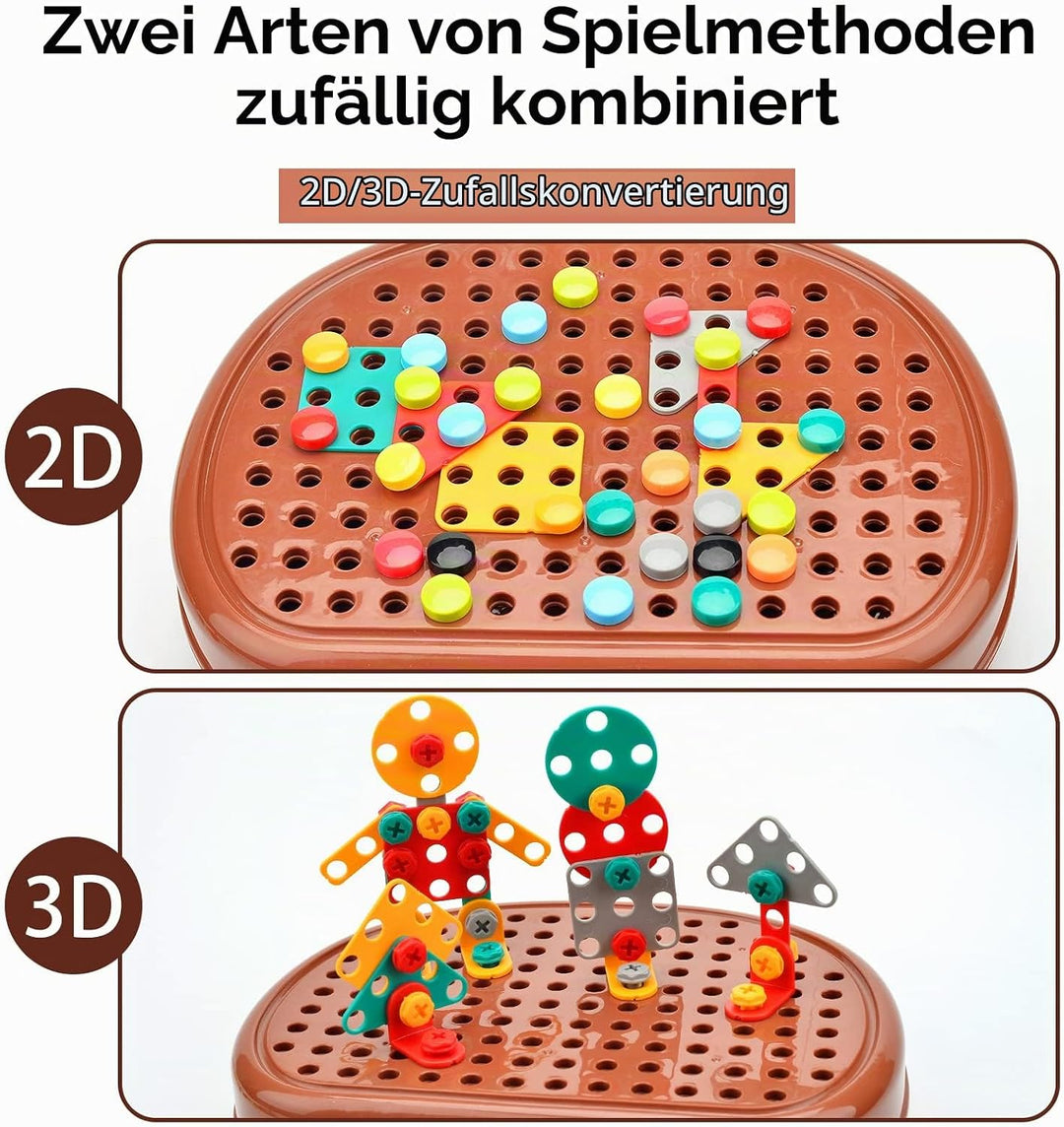 xinrongda Steckspiel Spielzeug ab 3 Jahre mit Bohrmaschine Pädagogisch Kreativ Spielzeug mit Drillen
