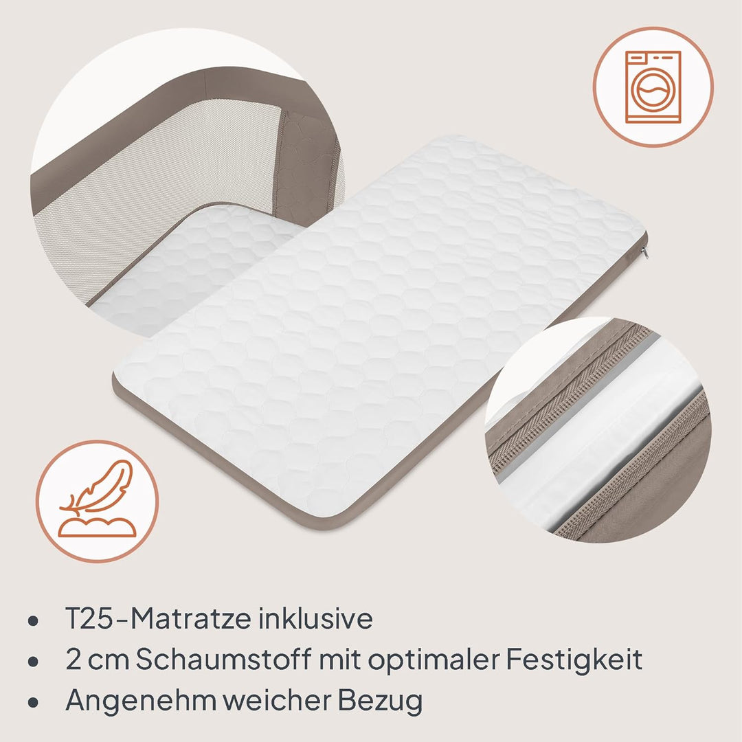 Lionelo Pari Beistellbett 3in1, 6-Fach höhenverstellbar mit Neigungsverstellung für Boxspringbett, a
