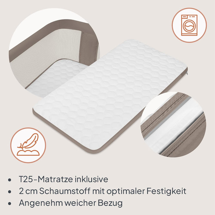 Lionelo Pari Beistellbett 3in1, 6-Fach höhenverstellbar mit Neigungsverstellung für Boxspringbett, a