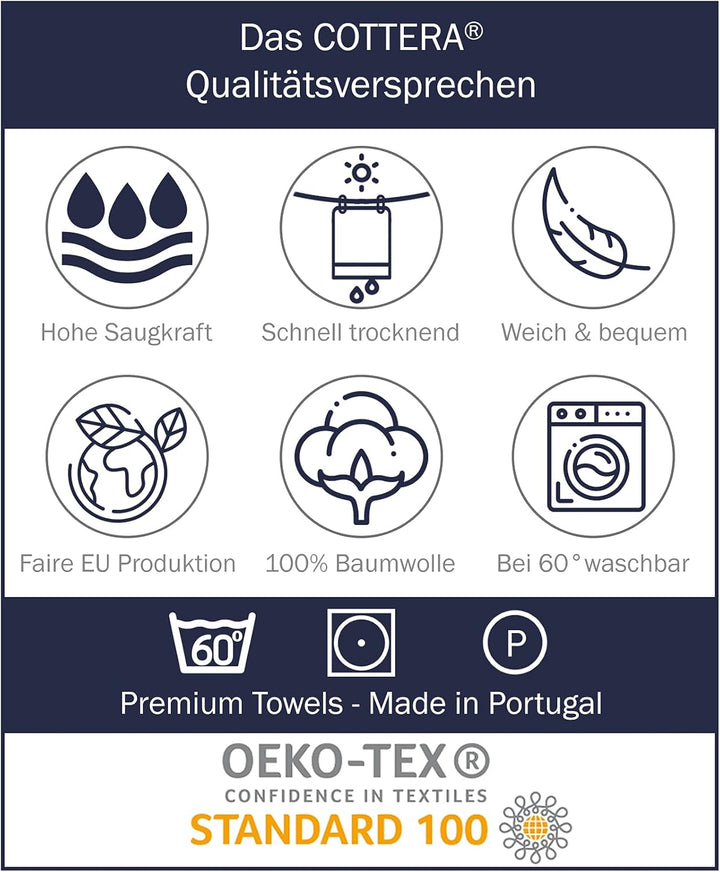 Strandhandtuch Soho, Strandtuch | 100x180cm gross, Weiss Blau Gestreift | Badetuch XXL aus 100% Baum