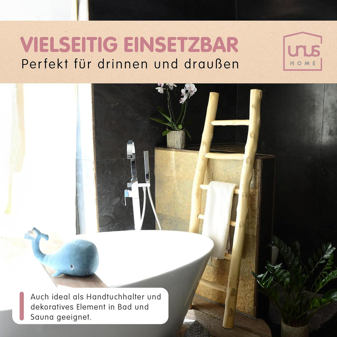 UNUS Dekoleiter Holzleiter Deko Leiter Wand Dekoration Handtuchhalter 150cm 6 Stufen Natur Natur 150