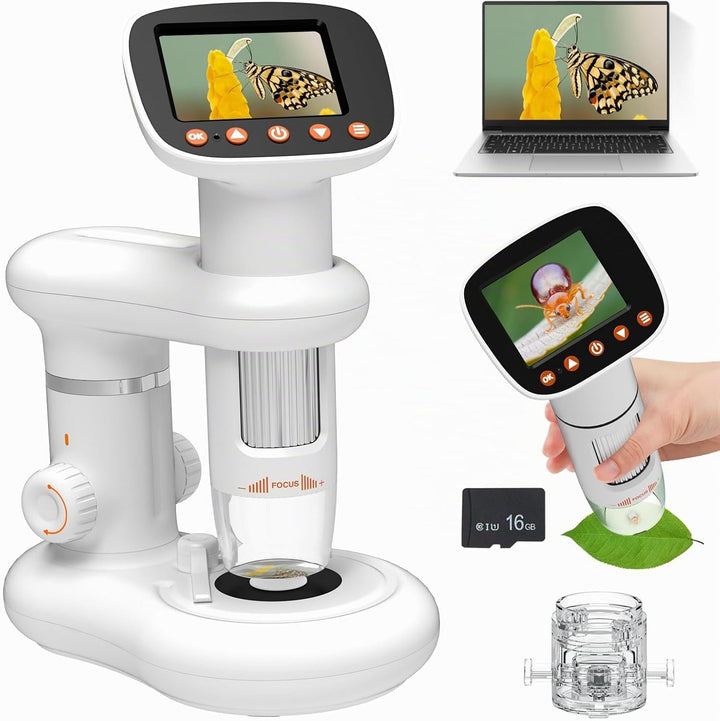 Mikroskop für Kinder 1000x Zoom Microscope 2" LCD Bildschirm Digitalmikroskop Tragbar Kindermikrosko