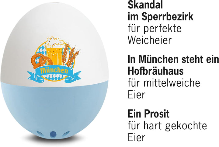 Münchner PiepEi - Singende Eieruhr zum Mitkochen - Eierkocher für 3 Härtegrade - Bayerisches Geschen