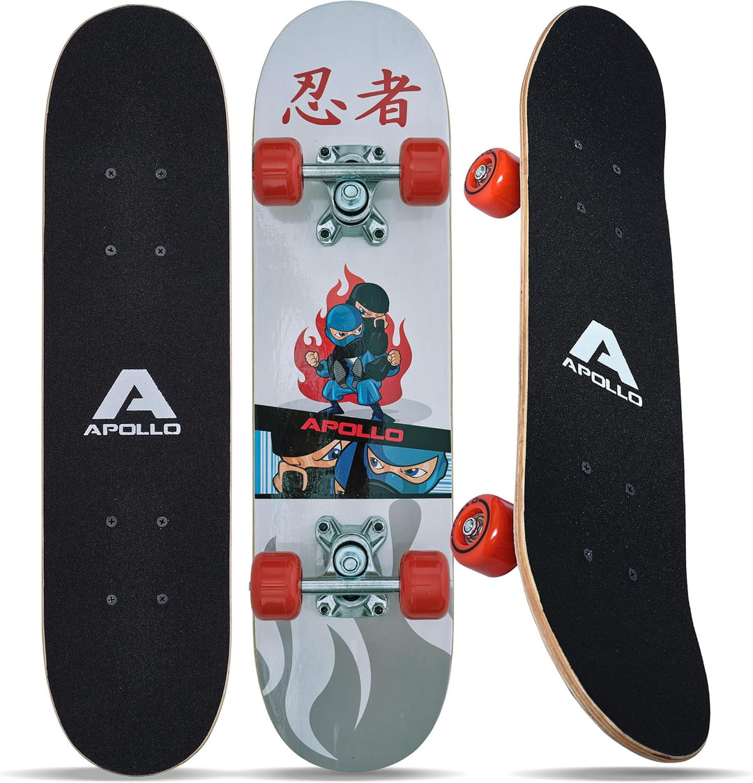 Apollo Kinder Skateboard, kleines Komplett Board mit ABEC 3 Kugellagern und Aluminium Achsen, Coole