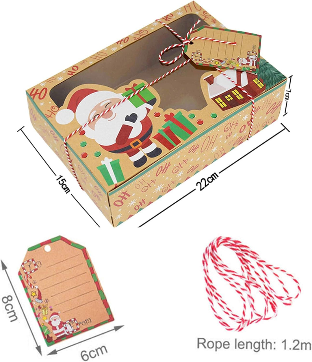 12 Stück Weihnachten Geschenkbox Kraftpapier Geschenkschachtel Merry Christmas Süssigkeiten Box Scha