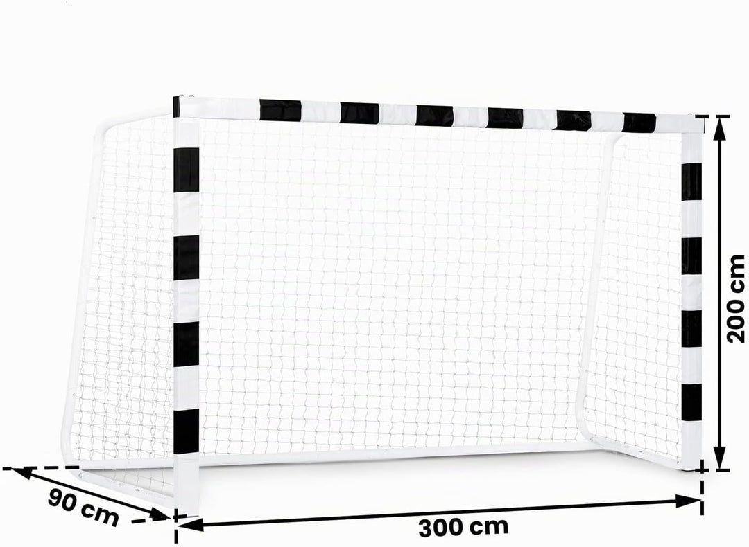 Neo-Sport Fussballtor Fussball Tor für Kinder und Erwachsene Mit Schutzhülle Schwarz Weiss 300x200x9