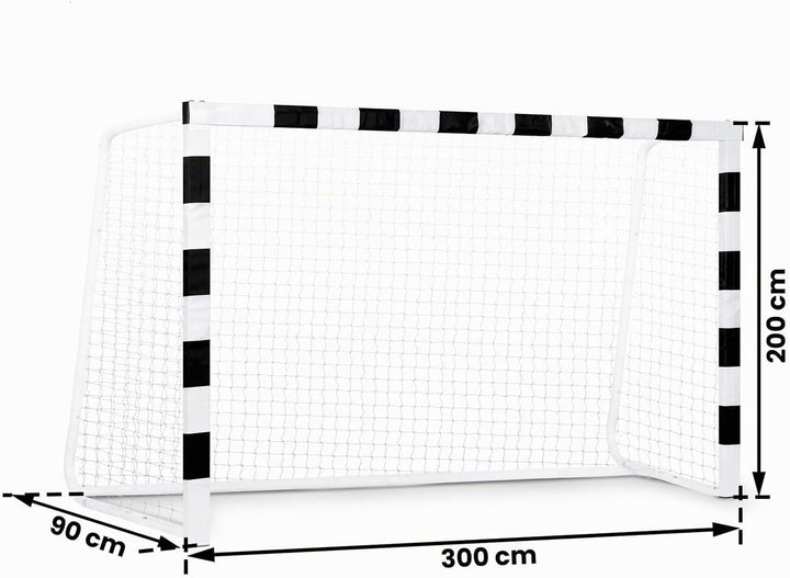 Neo-Sport Fussballtor Fussball Tor für Kinder und Erwachsene Mit Schutzhülle Schwarz Weiss 300x200x9