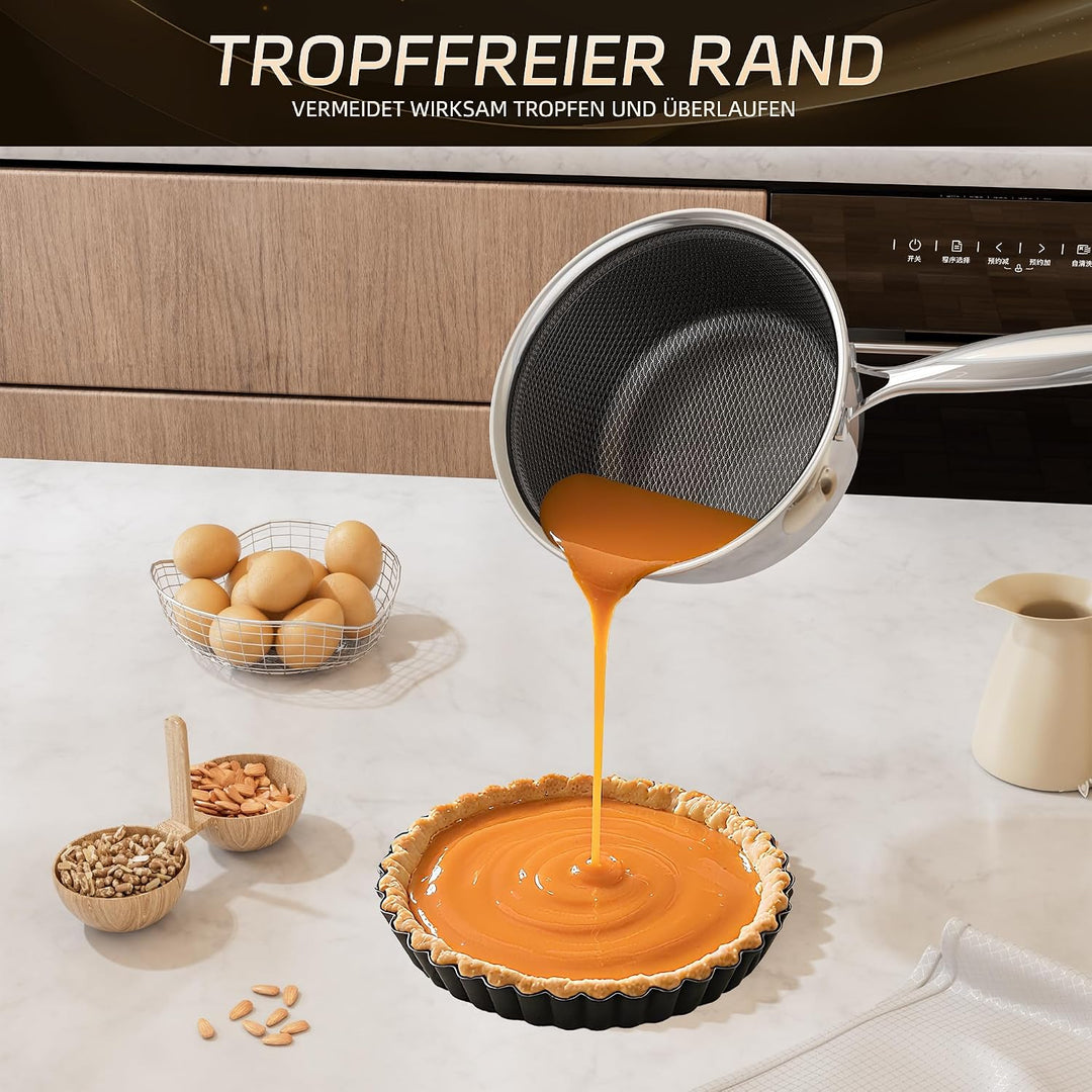 Topfset Antihaft mit Deckel 16+20+24 cm, Kochtopfset Induktion, kühl bleibender Griff, spülmaschinen