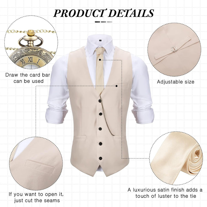 Blulu 1920er Herren Zubehör Gatsby Gangster Kleidung Kostüm Cosplay Outfit mit Weste Fedora Hut Tasc