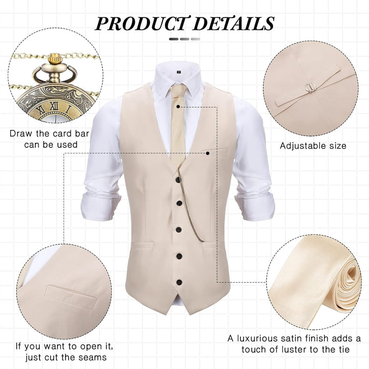 Blulu 1920er Herren Zubehör Gatsby Gangster Kleidung Kostüm Cosplay Outfit mit Weste Fedora Hut Tasc