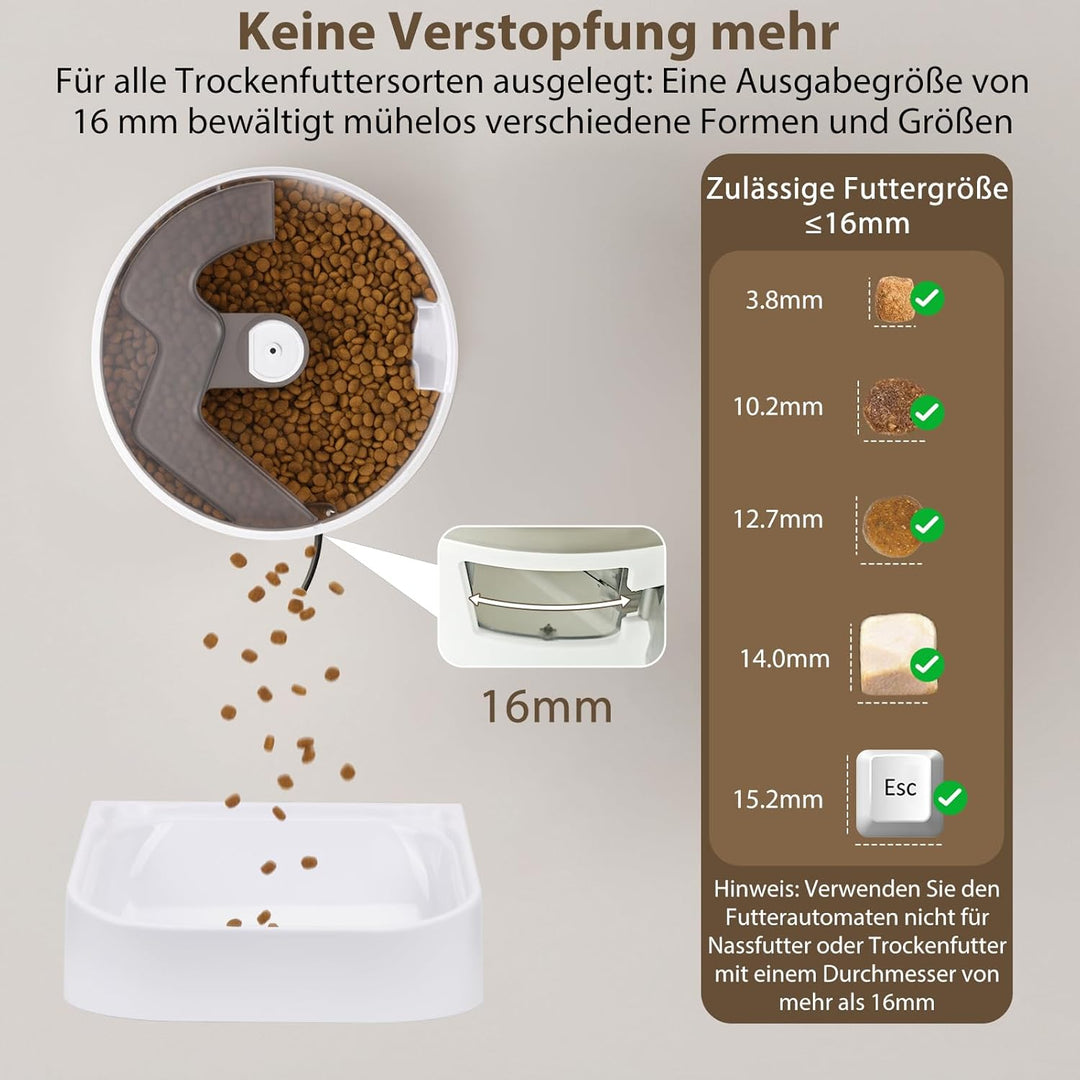 Futterautomat Katze 3.5L,Automatischer Futterspender mit 2.4G WiFi Timer für Trockenfutter,1-6 Mahlz