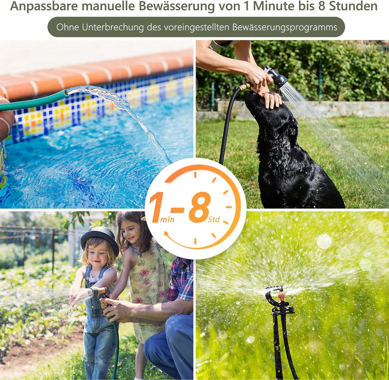 Diivoo Bewässerungscomputer 2 Ausgän, Wasser-Zeitschaltuhr, Bewässerung für Gärten, Programmierbarer