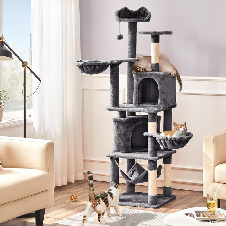 Yaheetech XXL Katzenkratzbaum 175 cm deckenhoch Kratzbaum für 3-4 Katzen, Stabil Kletterbaum mit Sis