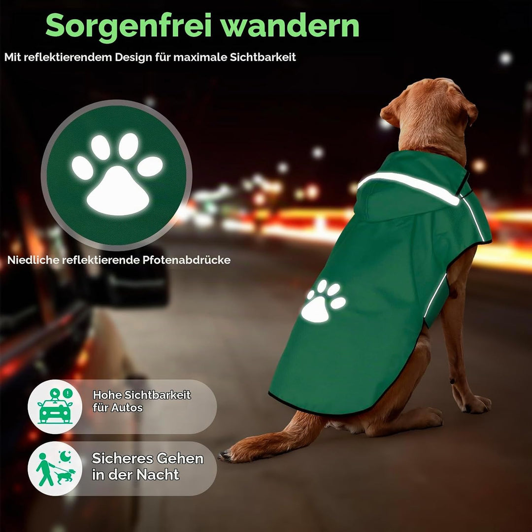 BiPawTi Hunderegenmantel Wasserdicht für Hunde, Reflektierenden Hunde-Regenjacken für Grosse Hund, H