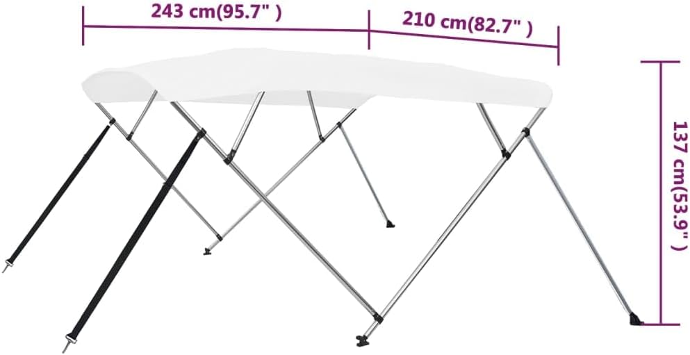 vidaXL 4-Bow Bimini Top Weiss 243x210x137 cm
