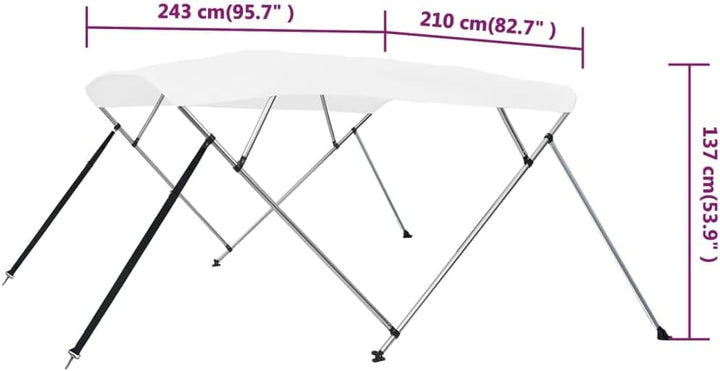 vidaXL 4-Bow Bimini Top Weiss 243x210x137 cm