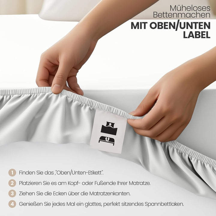 Utopia Bedding - 2er Set Spannbettlaken 140x200cm - Weiss - Gebürstete Mikrofaser Spannbetttuch - 35
