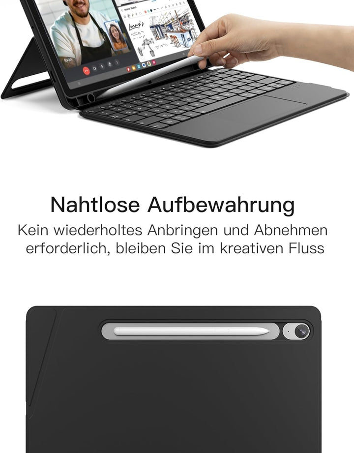 Inateck Hülle mit Tastatur für Samsung Galaxy Tab S10 Lite/S10 FE/S9 FE/S9,Tastatur für Tablet Hoch-