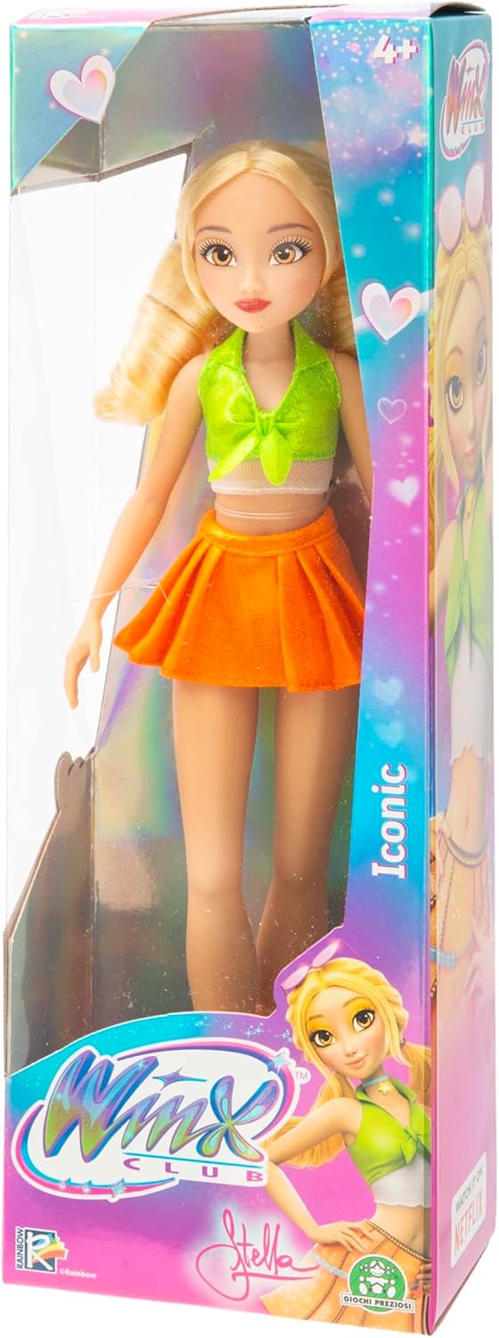 Winx Iconic Puppe – Stella, 27cm, bewegliche Gelenke, goldenes Haar, ikonisches Outfit – offizielles