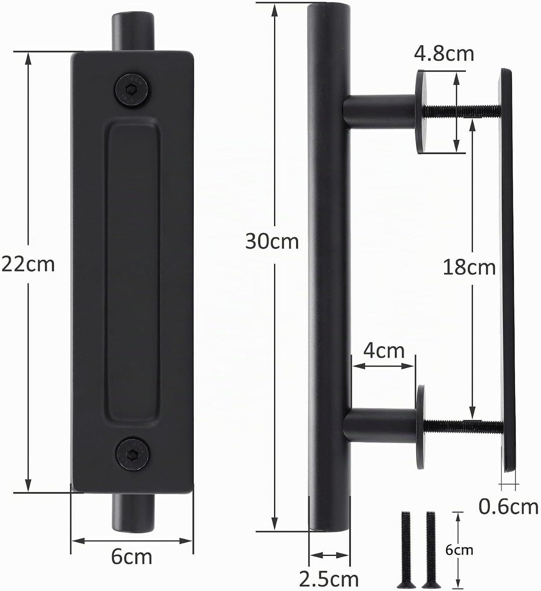 Lpraer 30CM Schiebetüren Griff Schwarze Scheunentorgriff Schiebetür zieht-Griff Schiebe Türgriff Küc