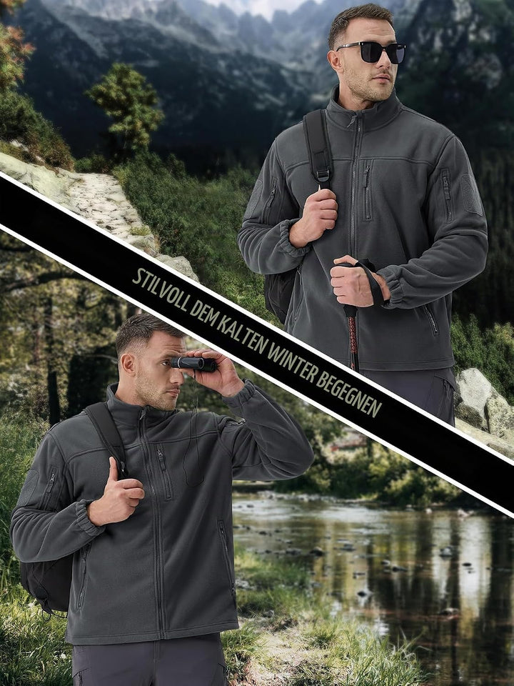 TACVASEN Herren Militär Outdoor Fleecejacke Warme Taktische Jacke Fleece Jacket S Grau, S Grau