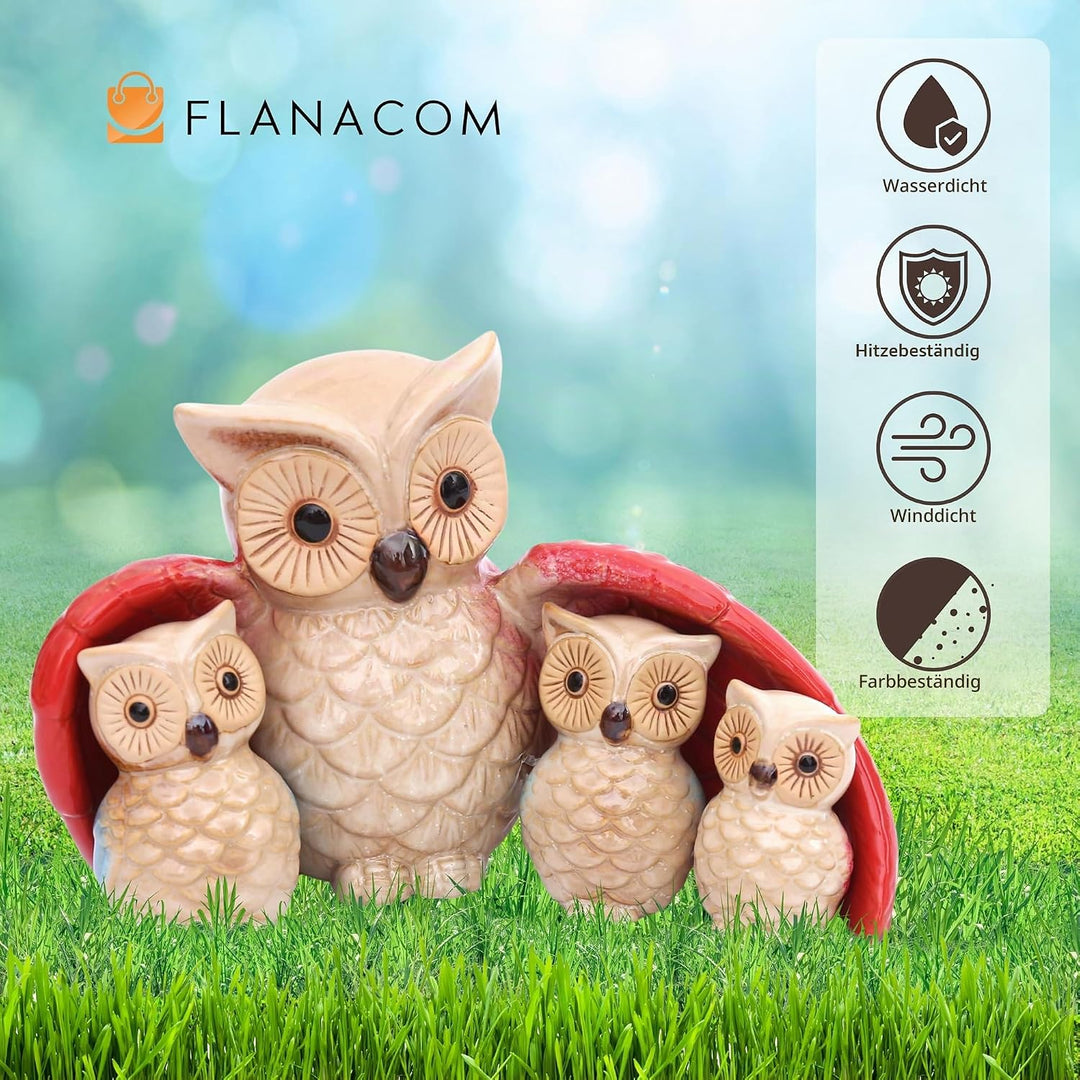 Flanacom Dekofiguren Set aus Keramik - Tierfiguren für Innen und Aussen - Deko-Artikel für Wohnung &amp;