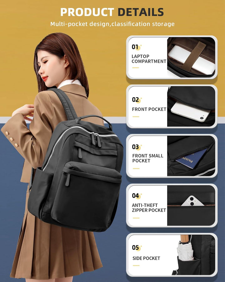 Rucksack Damen, Laptop Cityrucksack Reiserucksack Handtasche Lässig Rucksack Wasserdicht Elegant Cas