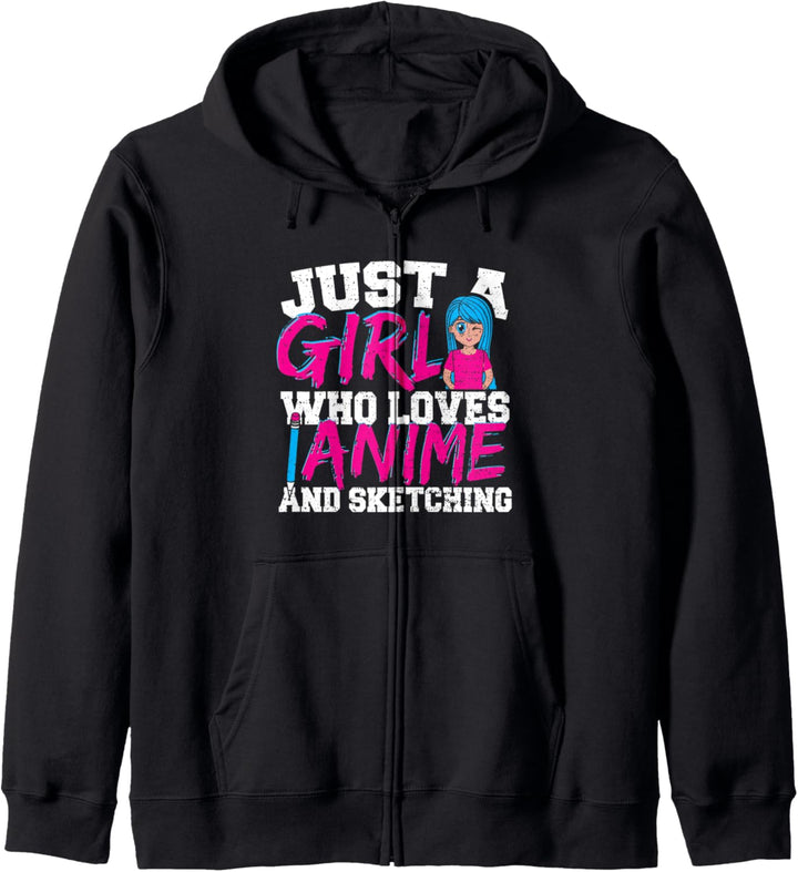 Zeichnen: Just A Girl Who Loves Anime And - Anime Kapuzenjacke