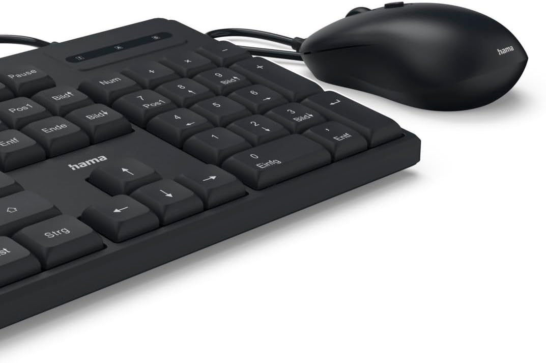Hama Tastatur Maus Set CKM-200 (USB Tastatur, USB Maus, ergonomisches Tippgefühl, leise Tasten, Kabe