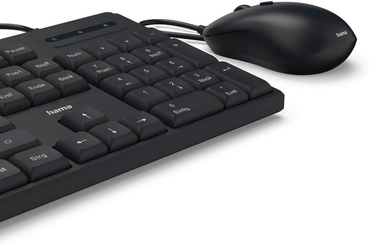 Hama Tastatur Maus Set CKM-200 (USB Tastatur, USB Maus, ergonomisches Tippgefühl, leise Tasten, Kabe