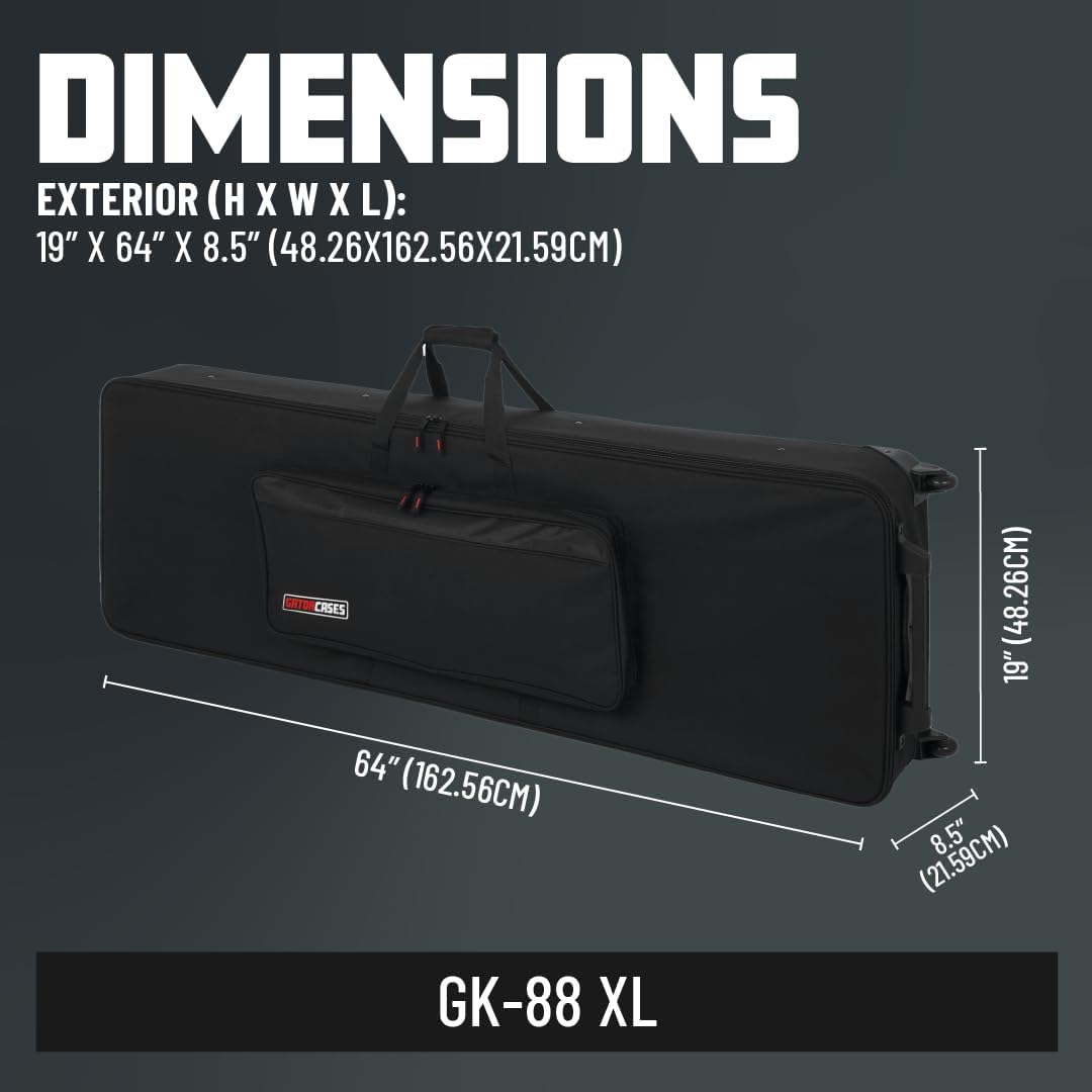 Gator Cases Legacy Hybrid - Starrer Leichtgewicht-Koffer mit Rollen für extralange 88-Tasten-Keyboar