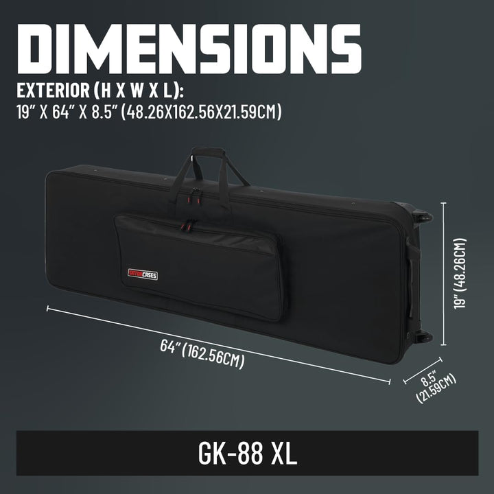 Gator Cases Legacy Hybrid - Starrer Leichtgewicht-Koffer mit Rollen für extralange 88-Tasten-Keyboar