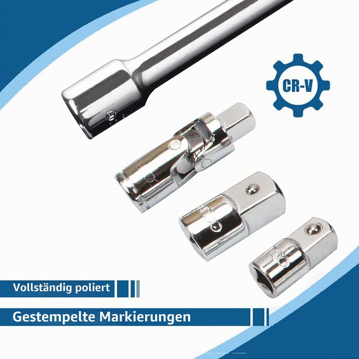 CCLIFE 23tlg Steckschlüssel Verlängerung Satz 1/4&