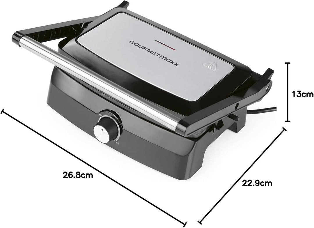GOURMETmaxx Kontaktgrill mit Antihaftbeschichtung, 1000 Watt, stufenlos einstellbar, Cool-Touch-Grif