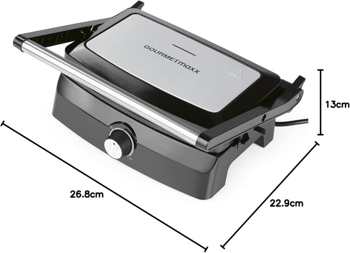 GOURMETmaxx Kontaktgrill mit Antihaftbeschichtung, 1000 Watt, stufenlos einstellbar, Cool-Touch-Grif