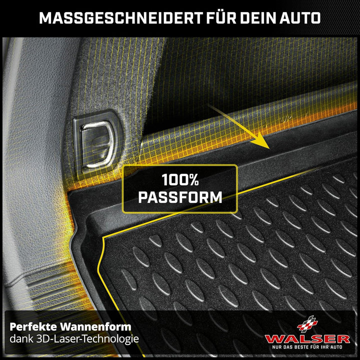 WALSER XTR Kofferraumwanne kompatibel mit Audi A4 Avant 02/2000-06/2008, 100% passgenaue Antirutschm