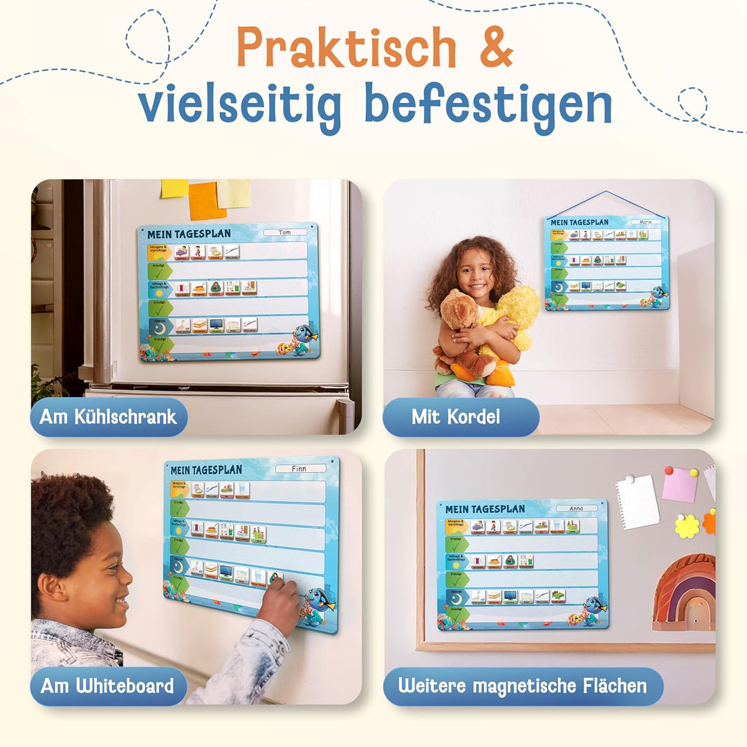 LIKARTO Routine Planer Kinder – [DAS ORIGINAL] – Montessori Aufgabenplaner & Magnettafel – individue