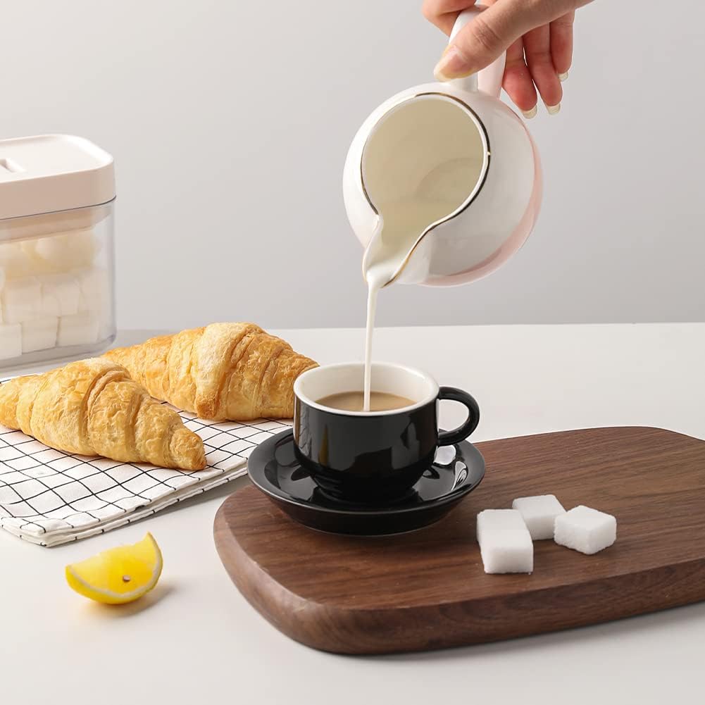Sweejar Home Espressotasse und Untertasse, Porzellan, stapelbare Demitasse-Tassen mit Metallständer,