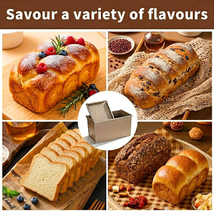 Toastbrot Backform mit Deckel 2er Set 1000g & 450g: Kastenform mit Deckel 32x12x12cm & 20,8x11,8x11c