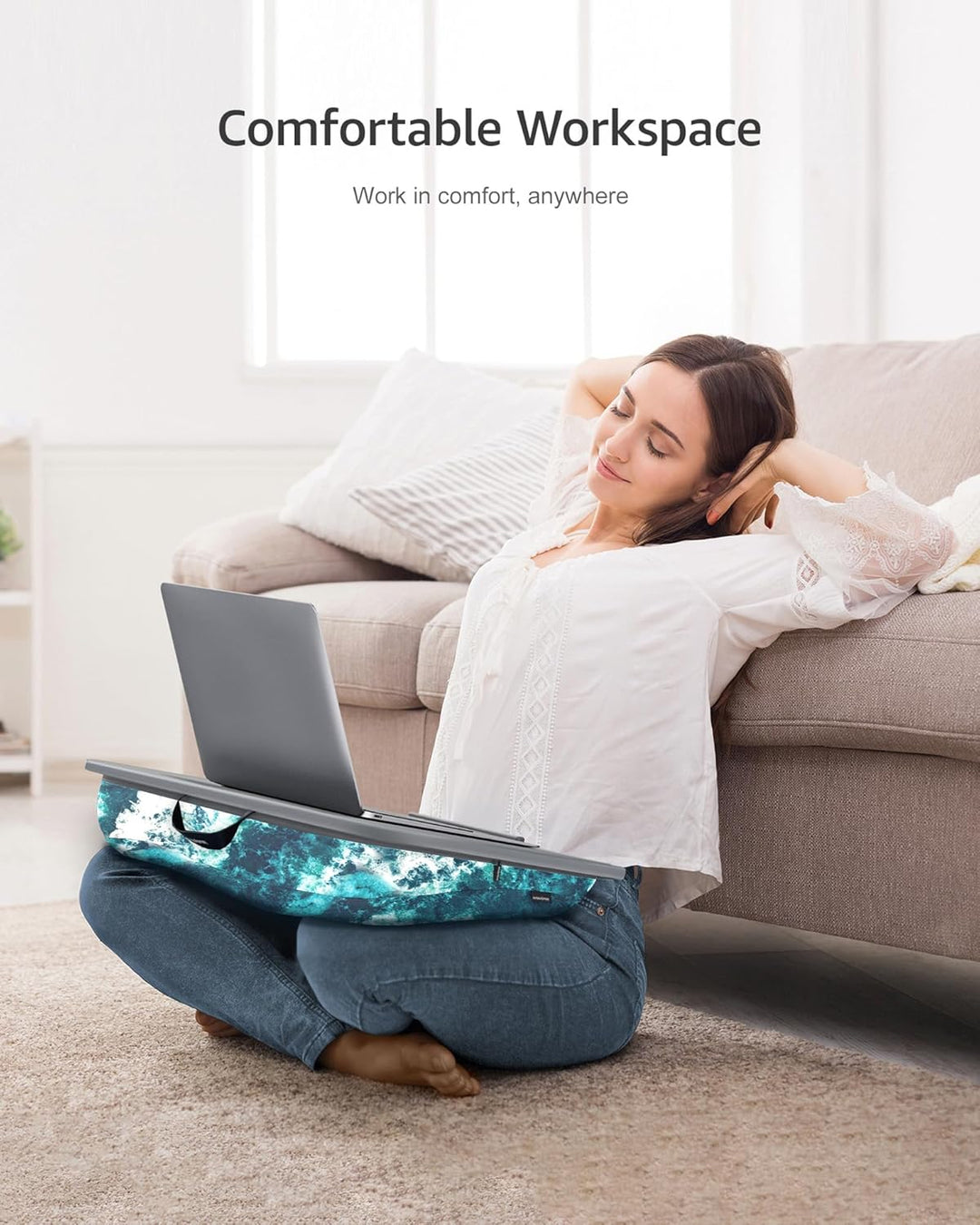 Schossschreibtisch – Laptop-Schreibtisch mit Kissen für Bett, Couch oder Boden, passend für Laptops