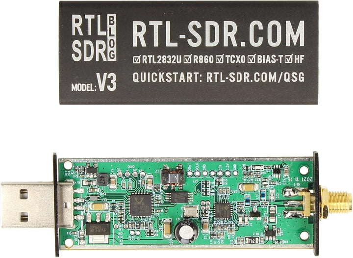 RTL-SDR Blog V3 USB SDR Empfänger Set mit SKYSCAN Desktop Scannerantenne 25–2000 MHz R860/R820T2 RTL