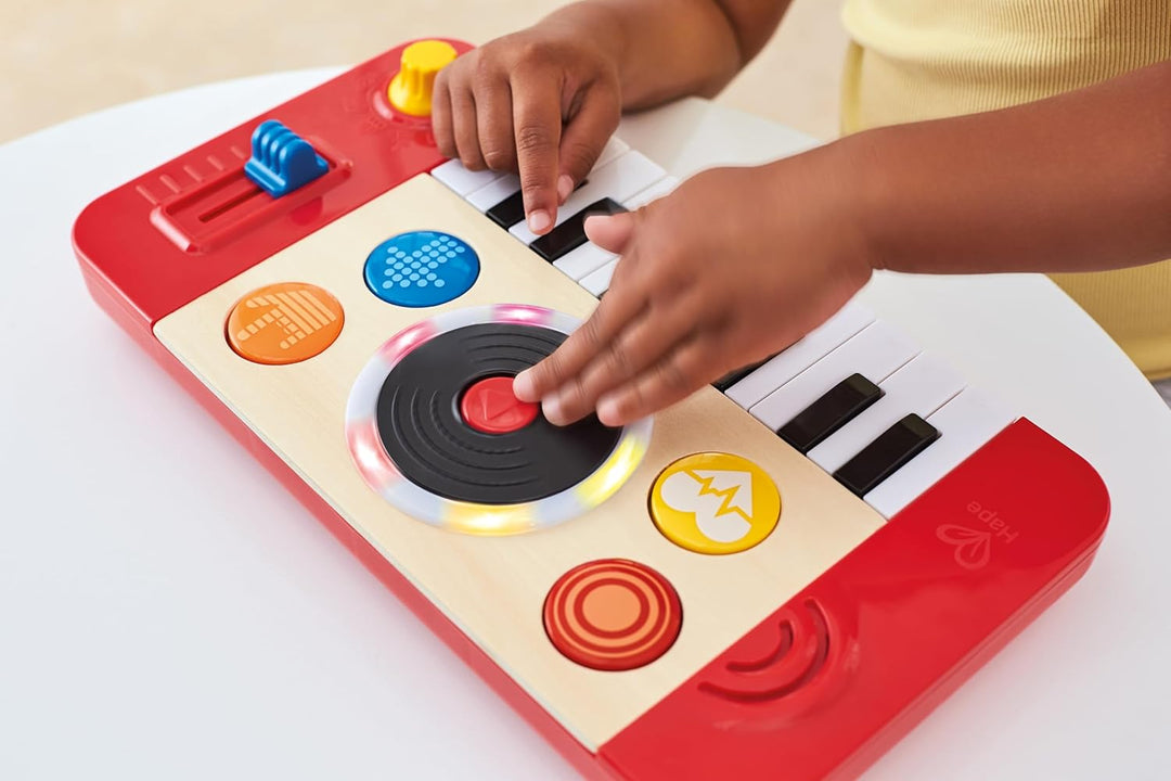 Hape DJ Mischpult - Elektronisches Kinder-Mix und Spin Studio mit Soundeffekten, Scratch-Funktion un