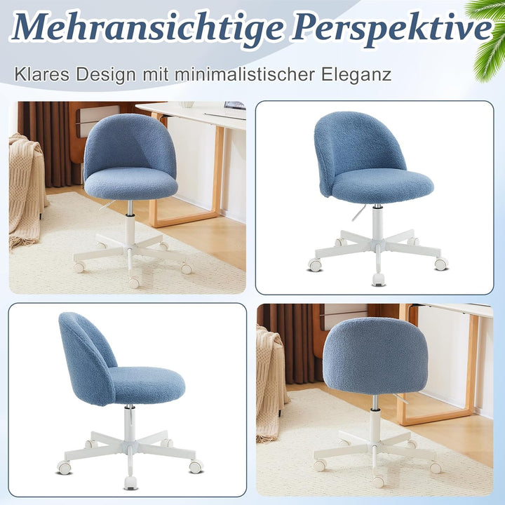 Bonnlo Bürostuhl mit Rollen, Schminktisch Stuhl, Höhenverstellbar Schreibtischstuhl für Arbeitszimme