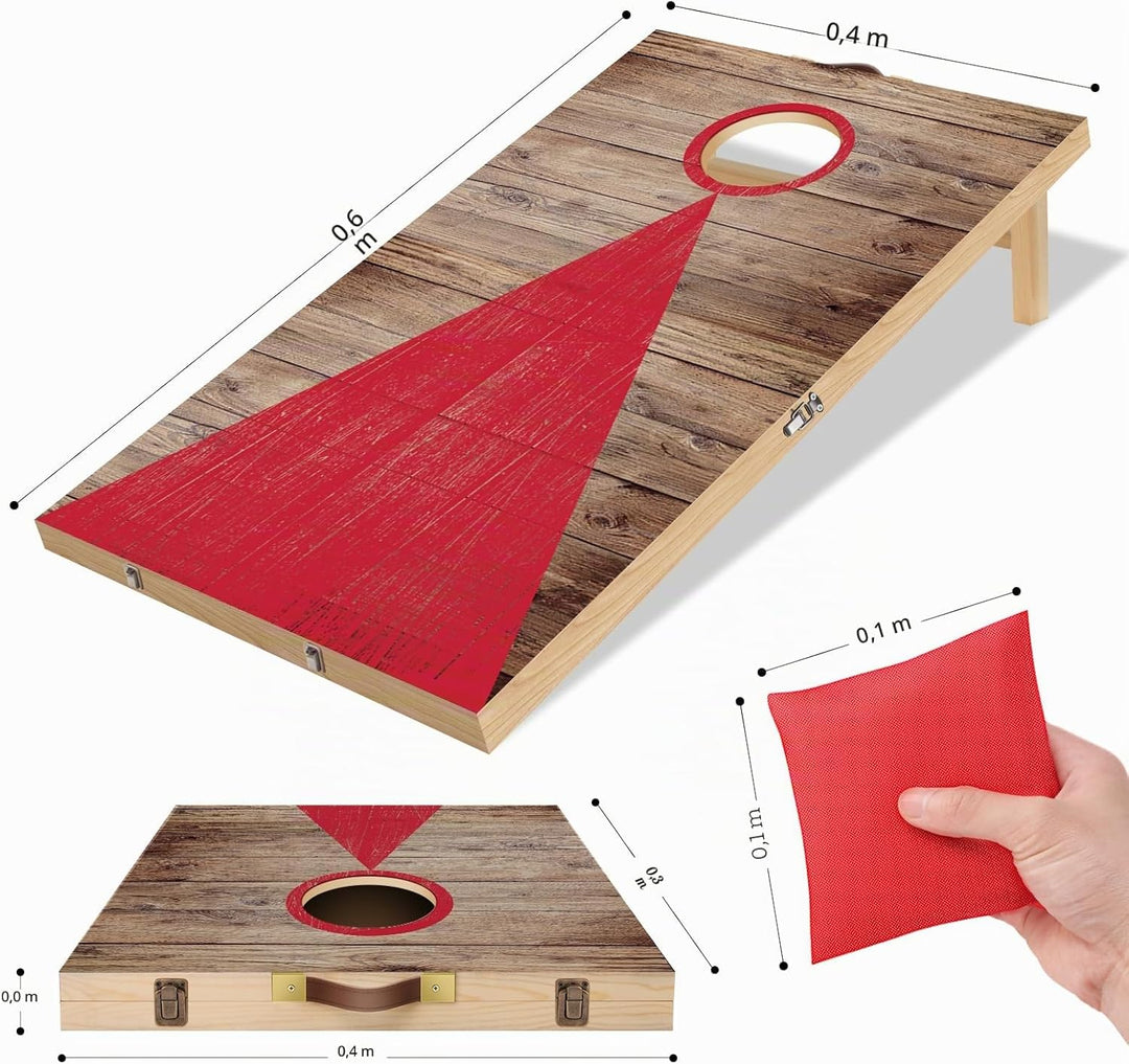 NZQXJXZ Cornhole Spiel Outdoor, 60 x 40 cm Faltbare Premium Corn Hole Boards aus Massivholz mit 6 Co