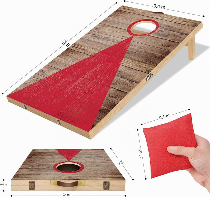 NZQXJXZ Cornhole Spiel Outdoor, 60 x 40 cm Faltbare Premium Corn Hole Boards aus Massivholz mit 6 Co