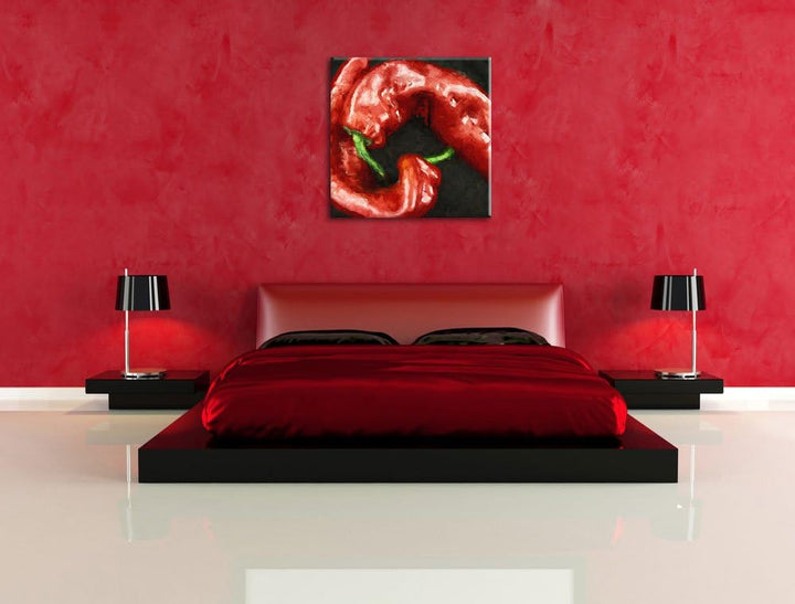 Pixxprint atemberaubende Polarlichter über schneebedeckten Bergen, Format: 70x70 auf Leinwand, 70x70